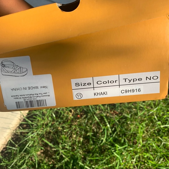 Women's Khaki Strappy Platform Sandals - Picture 6 of 8